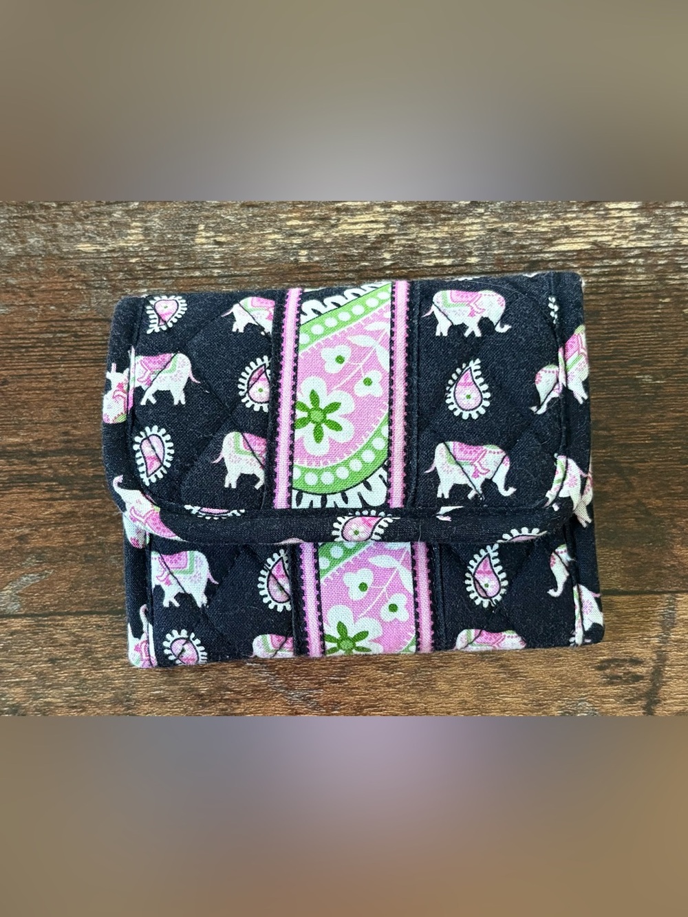 Vera Bradley Trifold Wallet (Pink Elephants Retired Pattern)